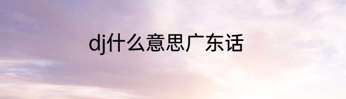 dj什么意思广东话