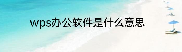 wps办公软件是什么意思