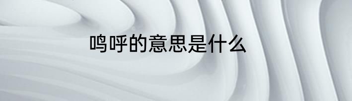 鸣呼的意思是什么