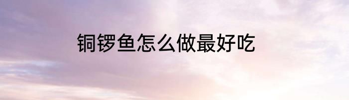 铜锣鱼怎么做最好吃