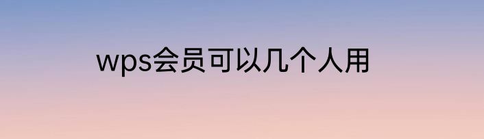 wps会员可以几个人用