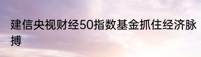 建信央视财经50指数基金抓住经济脉搏