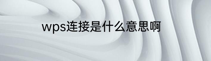 wps连接是什么意思啊