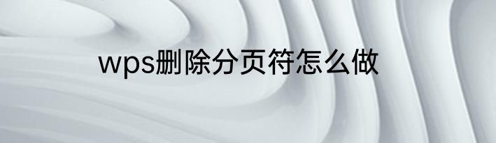 wps删除分页符怎么做