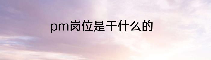 pm岗位是干什么的