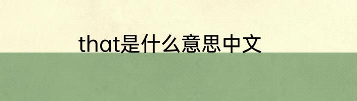 that是什么意思中文