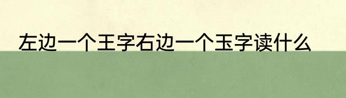 左边一个王字右边一个玉字读什么