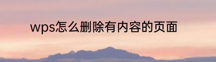 wps怎么删除有内容的页面