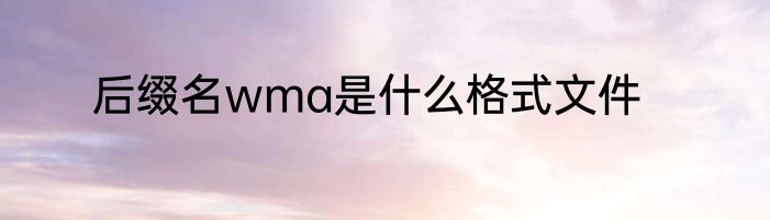 后缀名wma是什么格式文件