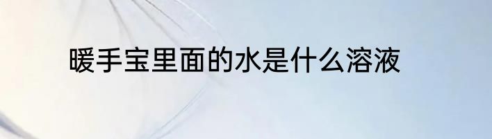 暖手宝里面的水是什么溶液