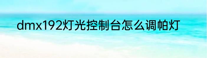 dmx192灯光控制台怎么调帕灯