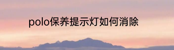 polo保养提示灯如何消除