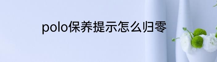 polo保养提示怎么归零