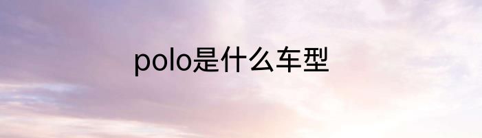 polo是什么车型