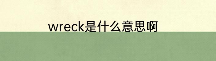 wreck是什么意思啊