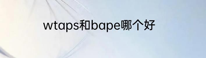 wtaps和bape哪个好