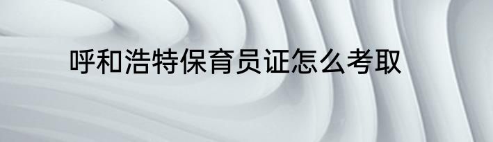 呼和浩特保育员证怎么考取