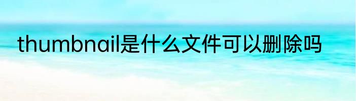 thumbnail是什么文件可以删除吗
