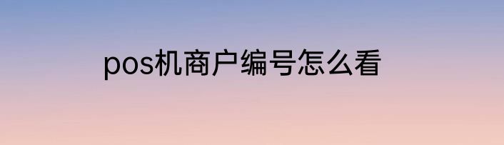 pos机商户编号怎么看