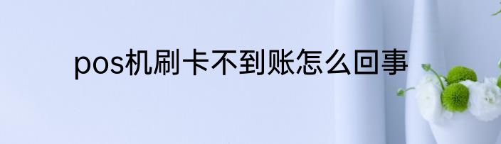 pos机刷卡不到账怎么回事