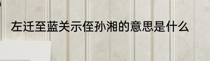 左迁至蓝关示侄孙湘的意思是什么