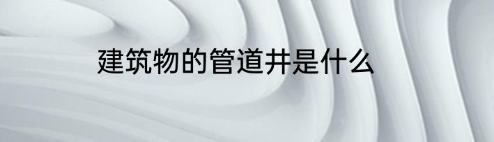 建筑物的管道井是什么