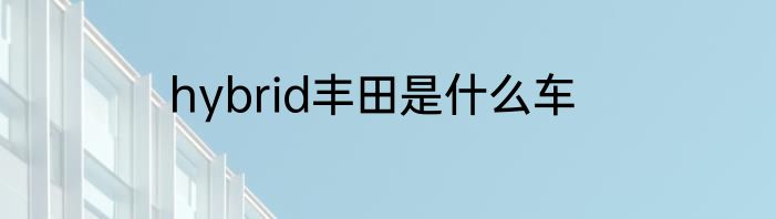 hybrid丰田是什么车