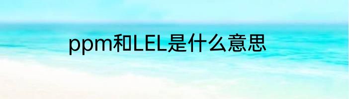 ppm和LEL是什么意思