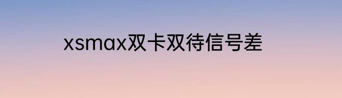 xsmax双卡双待信号差