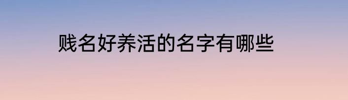 贱名好养活的名字有哪些
