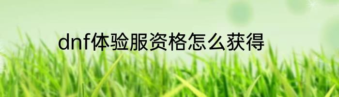 dnf体验服资格怎么获得