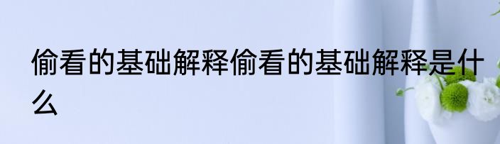 偷看的基础解释偷看的基础解释是什么