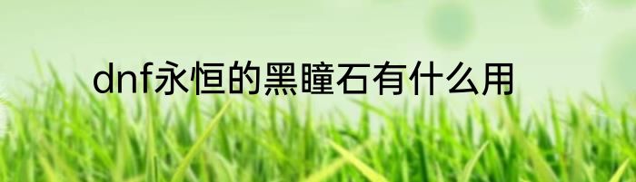 dnf永恒的黑瞳石有什么用