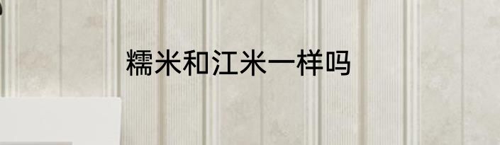 糯米和江米一样吗