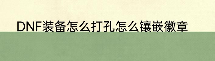 DNF装备怎么打孔怎么镶嵌徽章
