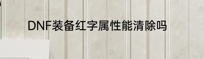 DNF装备红字属性能清除吗