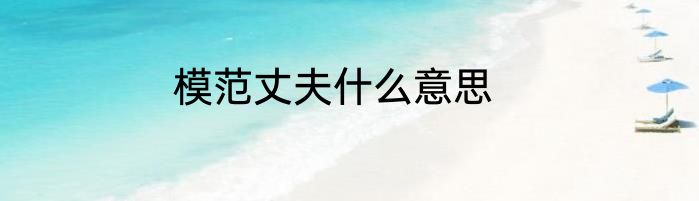 模范丈夫什么意思