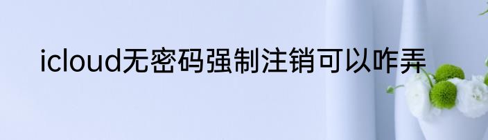 icloud无密码强制注销可以咋弄