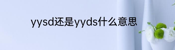 yysd还是yyds什么意思