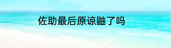 佐助最后原谅鼬了吗