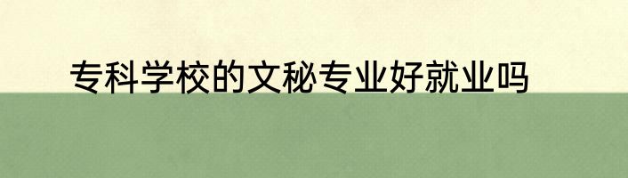 专科学校的文秘专业好就业吗