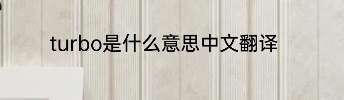 turbo是什么意思中文翻译