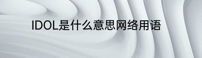 IDOL是什么意思网络用语