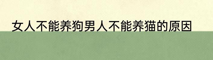 女人不能养狗男人不能养猫的原因