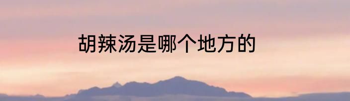 胡辣汤是哪个地方的