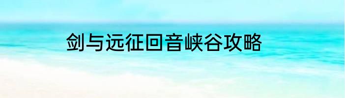 剑与远征回音峡谷攻略