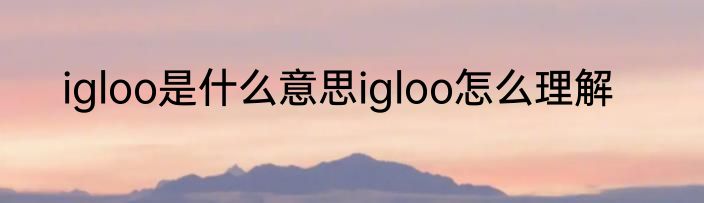 igloo是什么意思igloo怎么理解