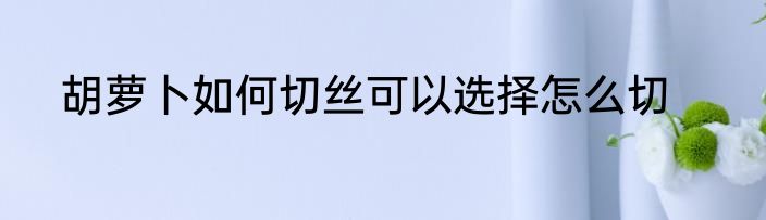 胡萝卜如何切丝可以选择怎么切