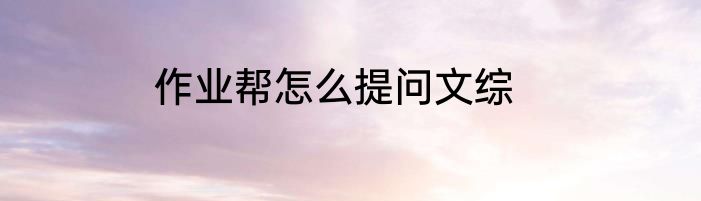 作业帮怎么提问文综