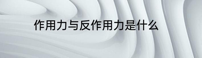 作用力与反作用力是什么